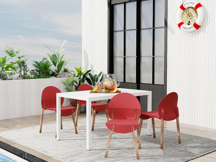 4 Piece Set Of Single Chairs With Long Table
