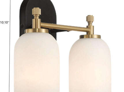 Vortex - 2 Lights Vanity In Style For Over Bathroom Mirror Wall Sconce - Black / Gold / White
