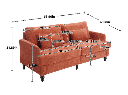 Mid Century Modern Fabric Loveseat Sofa, 2 Seat Upholstered Couch