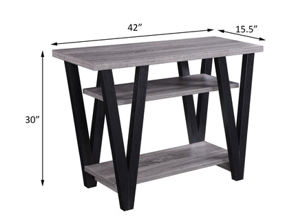 Rectangle Sofa Table With V Line Design - Gray