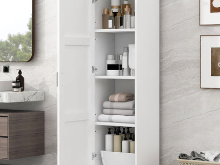 Storage Cabinet With 1 Door And Adjustable Shelf, Rectangle Shape - White