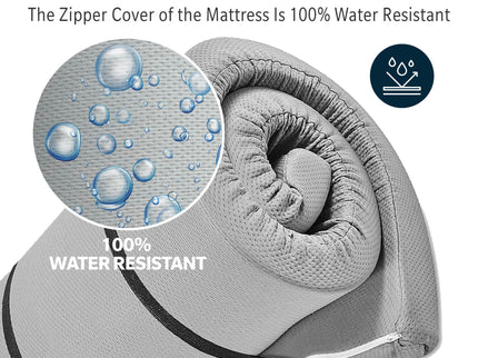 Memory Foam Camping Mattress With Water Resistant Zipper Cover - Gray