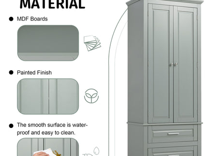 Tall Storage Cabinet With 2 Drawers For Bathroom