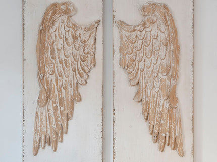 Feather Wing Wall Panels With Distressed, Rectangle Hanging Wall Art (Set of 2) - Multicolor