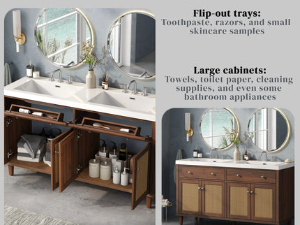 Bathroom Vanity With Double Sink, Large Storage Space