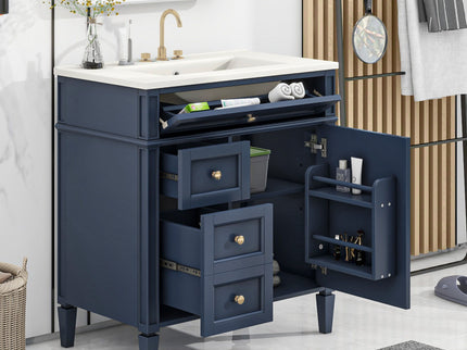 Bathroom Vanity With Top Sink, Storage Cabinet With 2 Drawers, Tip Out Drawer