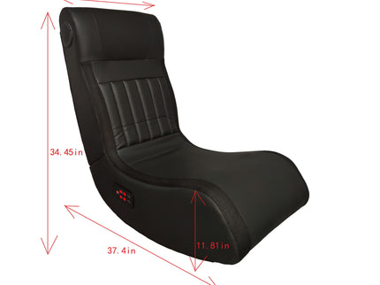 Foldable Gaming Chair With Onboard Speakers, LED Strip Lighting, Bluetooth, Vibration Massage, USB Charging Port - Black
