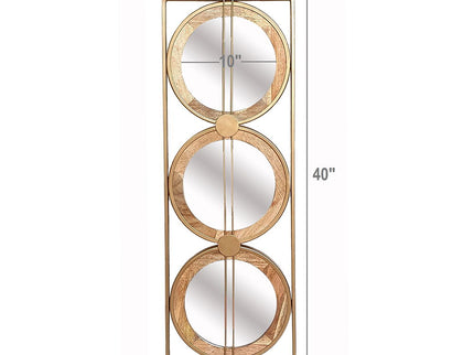 3 Mirror Piece Wall Mirror InRectangular Frame, Home Wall Decor For Bedroom Living Room - Brown
