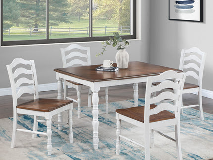 5 Piece Dining Set With Table And Ladder Back Chairs - Oak / White