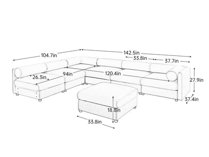 Modern Modular Sectional Sofa With Storag, Contemporary Cylindrical Design