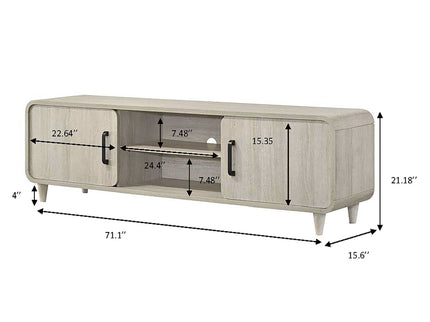 TV Stand With Sliding Doors And Handles, Living Room Furniture - Antique White