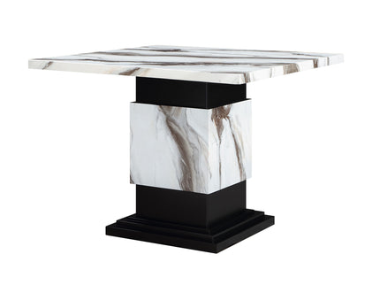 Sammi - Bar Table With And Pedestal Base - Black / White Print