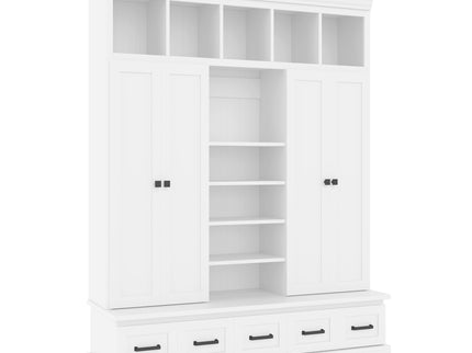 Hall Tree With Bench And 5 Storage Cubbies