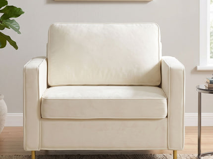 Accent Chair Upholstered Single Sofa With Square Arms, Sewn Pillow Back For Living Room