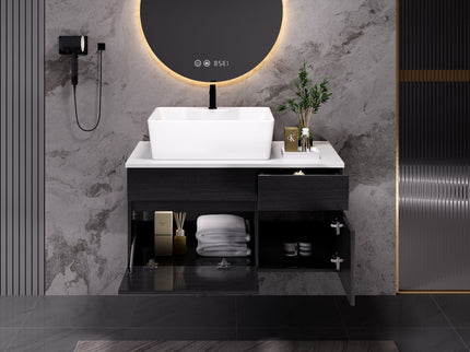 Floating Bathroom Vanity With Sink For Small Bathroom - White / Black