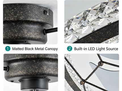 Caged Ceiling Fan With Remote Control Lights, 6 Speeds, 3 Color Temperature LED - Antique Black