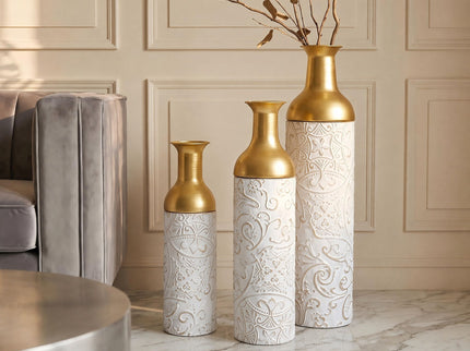 Floor Vases, Tall Home Decor Vases (Set of 3) - White / Gold
