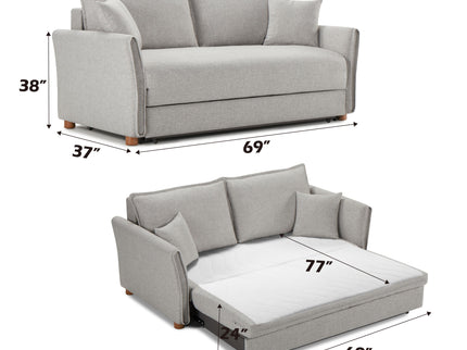 Oren - Chenille Sleeper Sectional Sofa With Storage 2 Toss Pillows - Gray
