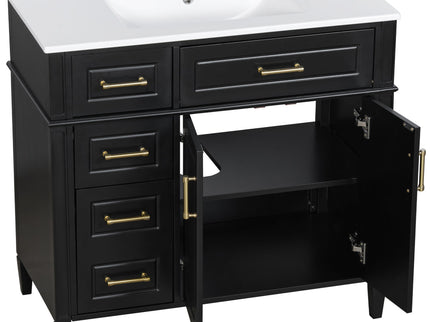 Bathroom Vanity With Sink, 4 Drawers, 2 Doors