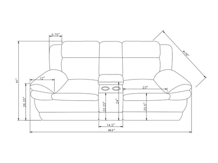 Winston - Power Console Recliner Loveseat With LED And Hidden Drawer - Black