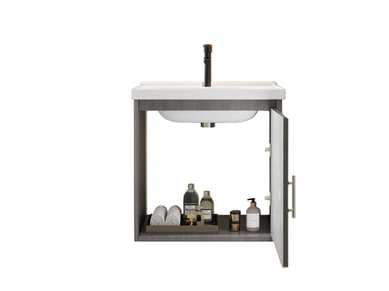 Floating Bathroom Vanity Combo, Wall Mounted Cabinet With Sink & Soft Close Doors For Small Bathrooms