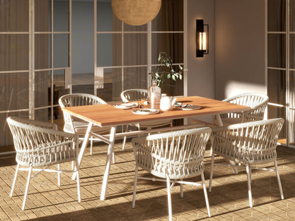 Maiden - Barrel Back Aluminum & Rope Outdoor Patio Dining Chair, Sunproof Olefin (Set of 2)