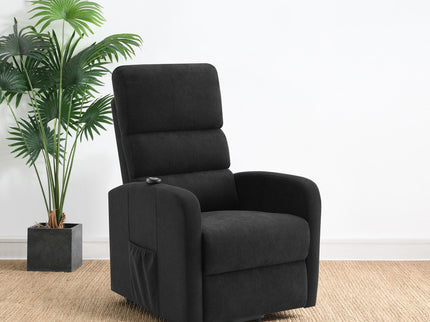 Royston - Upholstered Power Lift Recliner With Remote Comfort - Black