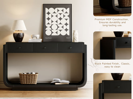 Console Table With 3 Drawers, Display Shelf