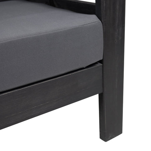 Acacia Wood Loveseat And Coffee Table Set With Cushions