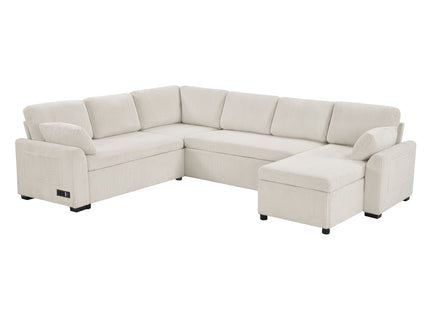 Convertible U-Shaped Sectional Sofa Bed With Reversible Chaise