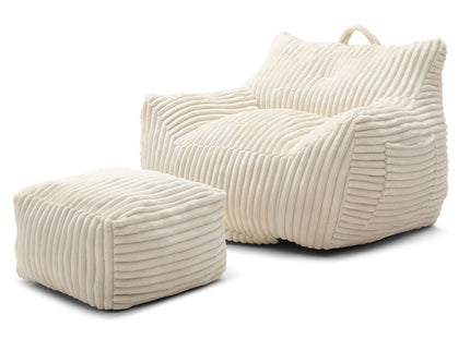 Giant Bean Bag Chair With Armrests And Footstool