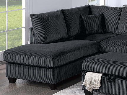 Modern Style Sectional Set With USB Port, Storage Ottoman