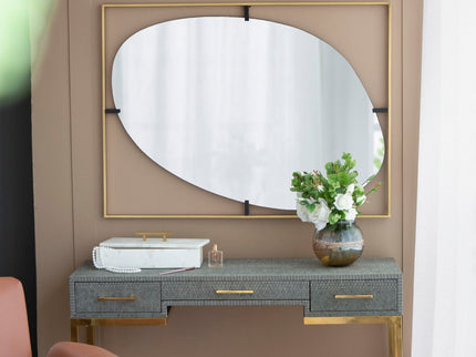 Poppy Mirror With Metal Frame Contemporary Design For Bathroom, Entryway Wall Decor