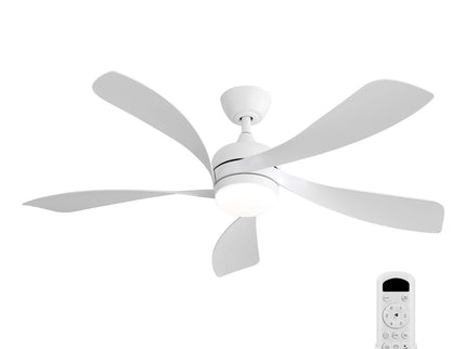 52" Ceiling Fan With 3 Color Dimmable LED Light, 5 Blades, Remote Control, Reversible DC Motor