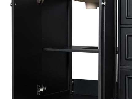 Bathroom Vanity With Sink, Soft-Close Doors, Adjustable U-Shelf, 3 Drawers