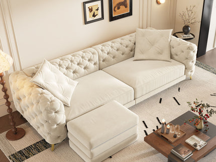 3 In 1 Convertible Sleeper, Deep Seat Pull Out Sofa Bed, Button Tufted