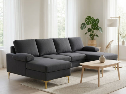 U - Shaped Sectional Sofa With Double Chaise
