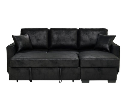 Upholstered Sectional With Pull-Out Bed And Chaise Storage