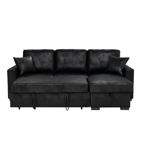 Upholstered Sectional With Pull-Out Bed And Chaise Storage