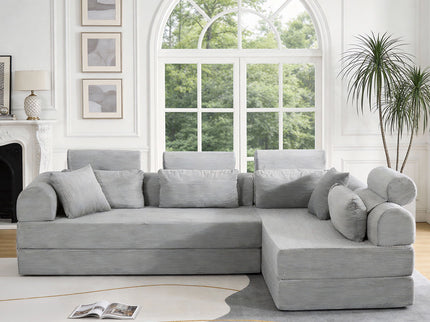 Modern L-Shape Modular Sectional Sofa, Compressed Design