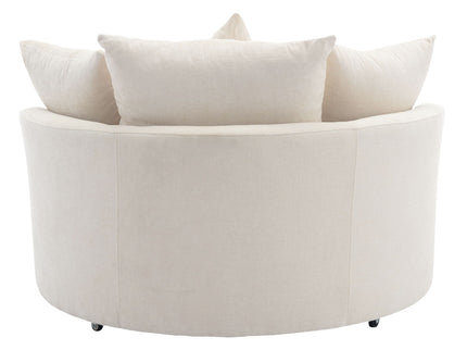 360° Swivel Accent Barrel Chair With Storage Ottoman & 4 Pillows, Modern Leisure Chair Round Accent For Living Room