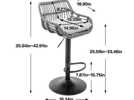 Modern Swivel Bar Stools Adjustable Counter Chairs With Footrest (Set of 2)