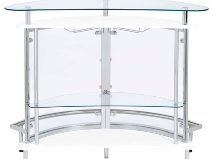 Strick - Freestanding Glass Top Home Bar Wine Cabinet - White