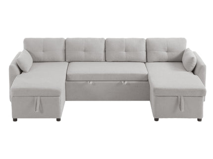 U-Shaped Sectional Sofa Bed With Storage And USB Ports
