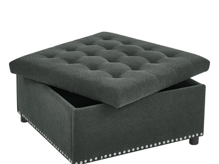 Square Tufted Storage Ottoman With Nailhead Trim