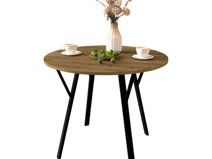 Round Dining Table, For 2 - 4 People - Rustic Brown
