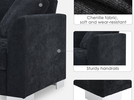 Modern Cloud Sectional Sofa L Shaped Luxury Couch Set With 2 Free Pillows 4 Seat With Oversized Chaise