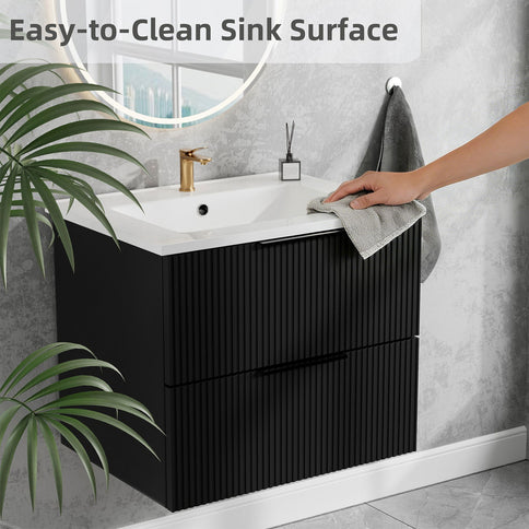 Modern Wall Mounted Floating Bathroom Vanity With Sink And Drawers