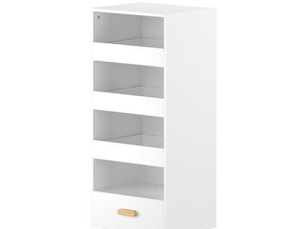 4 Tier Freestanding Bookshelf With 3 Sliding Drawers And 1 Bottom Drawer - White