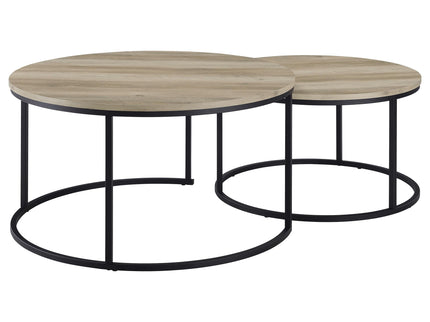 Arrize - 2 Piece Round Nesting Coffee Table Set - Pine Wood